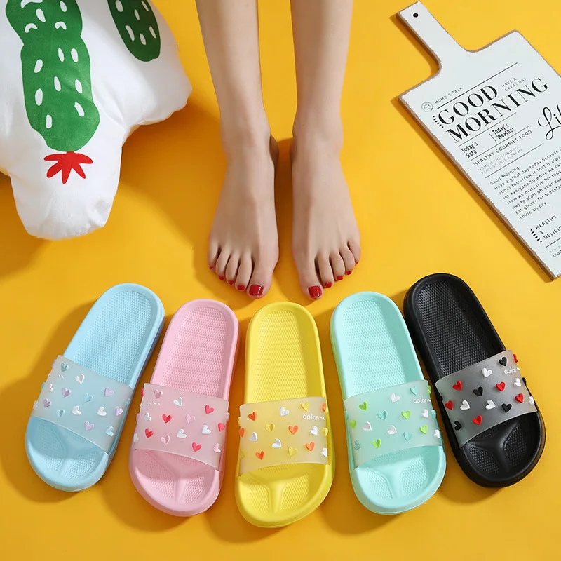 Women Slippers Summer Cute Slides Non-Slip Sandals Thick Soft Sole Indoor Flip Flops Bathroom Home Beach Pool Female Shoes