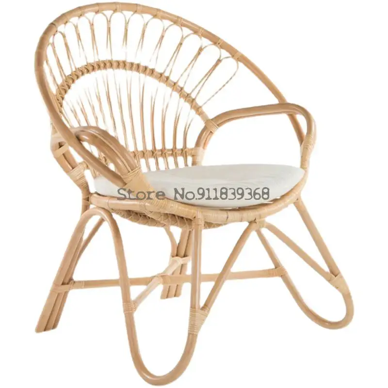 Japanese-style ins rattan single sofa chair natural real home living room lounge balcony lazy | Мебель