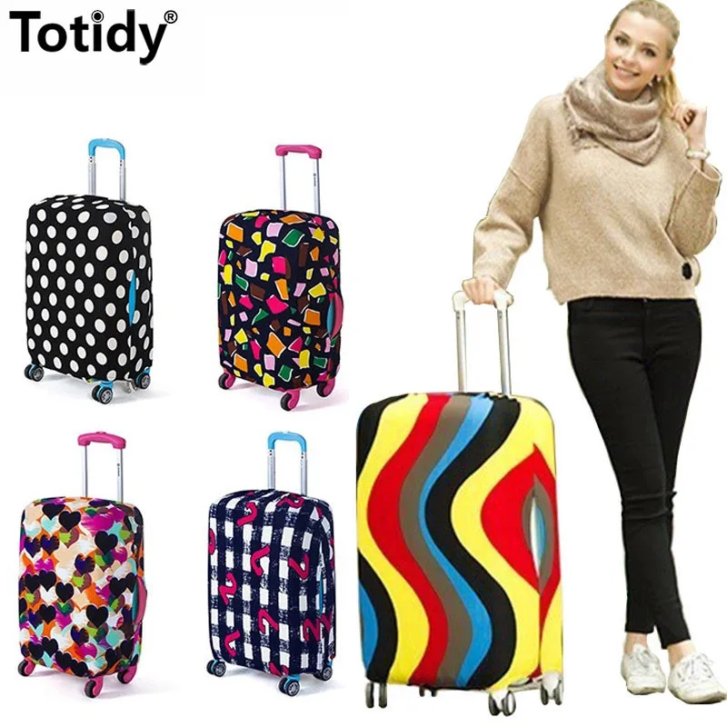 Красочный чехол для чемодана путешествий защитный костюма на колесиках