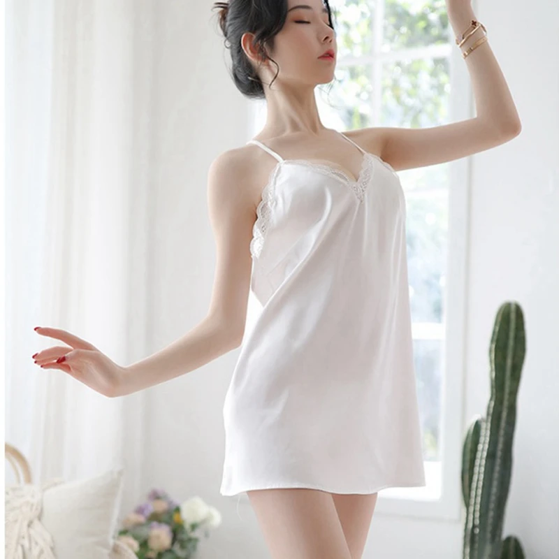 Женское кружевное Ночное платье с открытой спиной и глубоким V-образным вырезом |