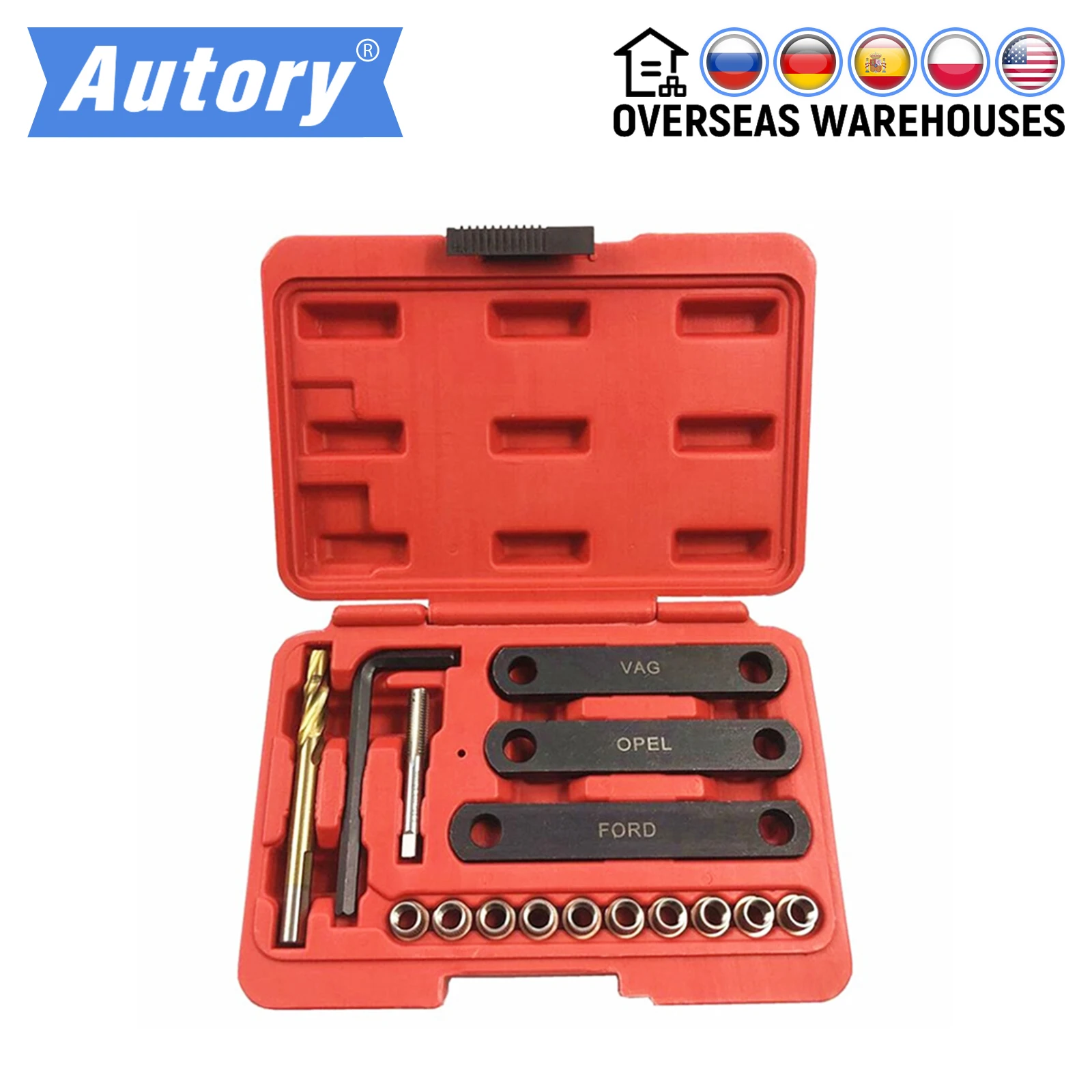 

Направляющая для тормозного суппорта, 16 шт., инструмент для ремонта резьбы, кулачковый рычаг переключения передач для VAG, VW, Opel, Vauxhall, Ford, Audi, ...