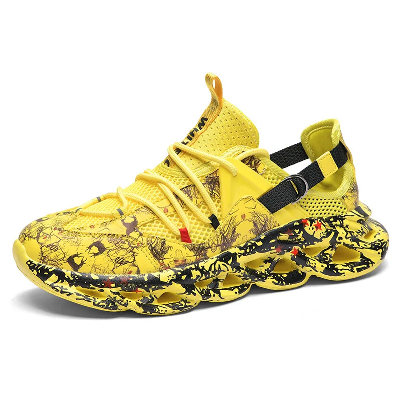 

2021 summer hollow breathable large size men's shoes simple fashion trend sports running shoes