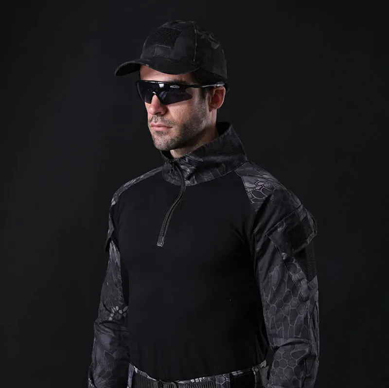 JLETOLI армейская походная рубашка для кемпинга, Мужская армейская тактическая рубашка, военная камуфляжная футболка с длинным рукавом размера плюс