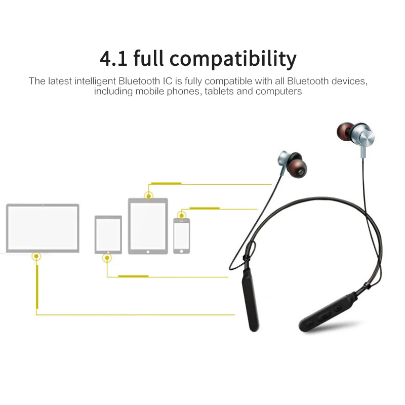 

Магнитный наушник с функцией Bluetooth Велоспорт бег Гарнитура для фитнеса бинауральные стерео Беспроводной Шейная лямка крепится с круглым вы...