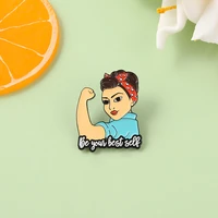 strong girl enamel pins be your best self encourage word womens brooch badges on backpack jewelry accessories christmas gift