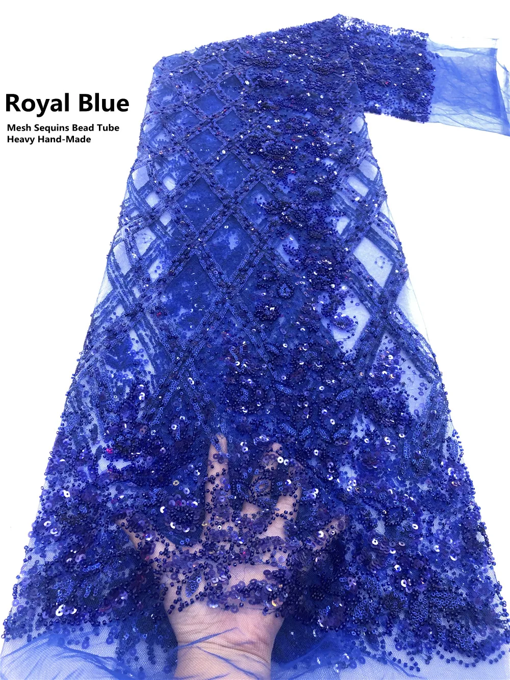 

XIYA African Lace Fabric High Quality Heavy Beaded Sequins Embroidery French Nigerian Tulle Lace Fabric For Wedding NI4673