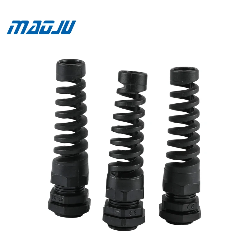 

5pcs Free Shipping White Black PG7 PG9 PG11 PG13.5 PG16 Anti-bending cable gland Nylon Sprial Cable Gland