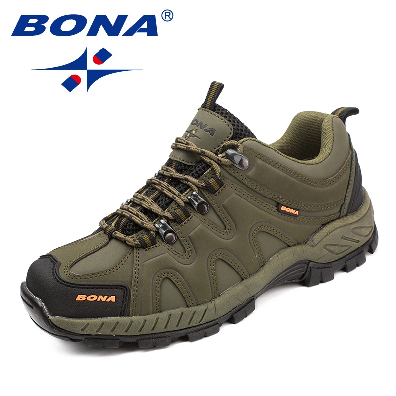 BONA Winter Hiking Shoes For Men Anti-skid Waterproof travel Boots Man Sport Shoes Outdoor Jogging Trekking Lace Up Sneakers