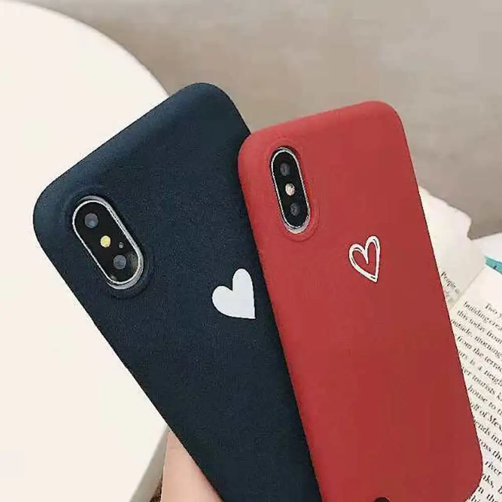 LCHULLE матовые милые чехлы с сердечками для IPhone XR XS MAX X Ультра тонкие мягкие ТПУ