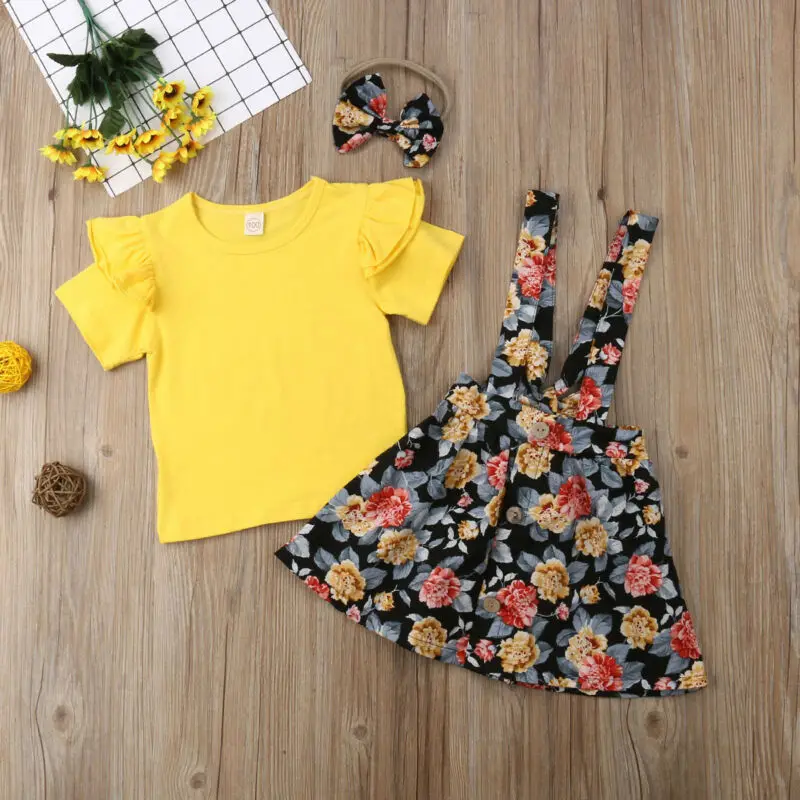 Топ с короткими рукавами и рюшами для маленьких девочек рубашка комбинезон на