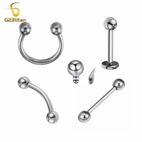 6 12mm 16g titanium internal thread horseshoe ring bananabell labret stud straight barbell common body piercing jewelry gothic