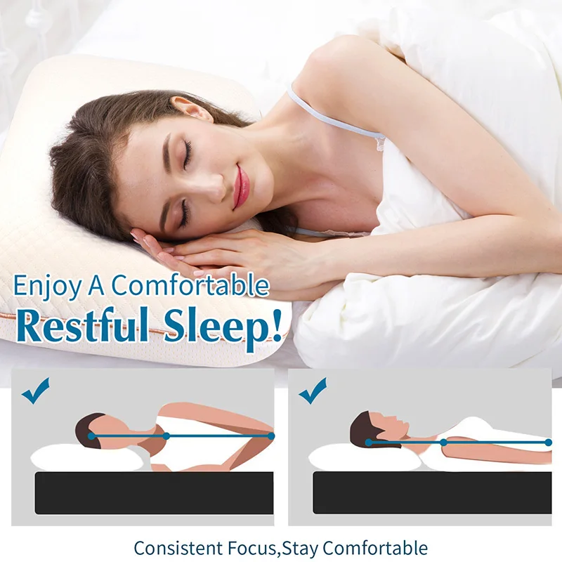 

Power Of Nature Cervical Pillow Slow Rebound Memory Foam Ice Silk Cool Feeling Bread Shape Pillows Rose Gold Rim 70x40x13cm