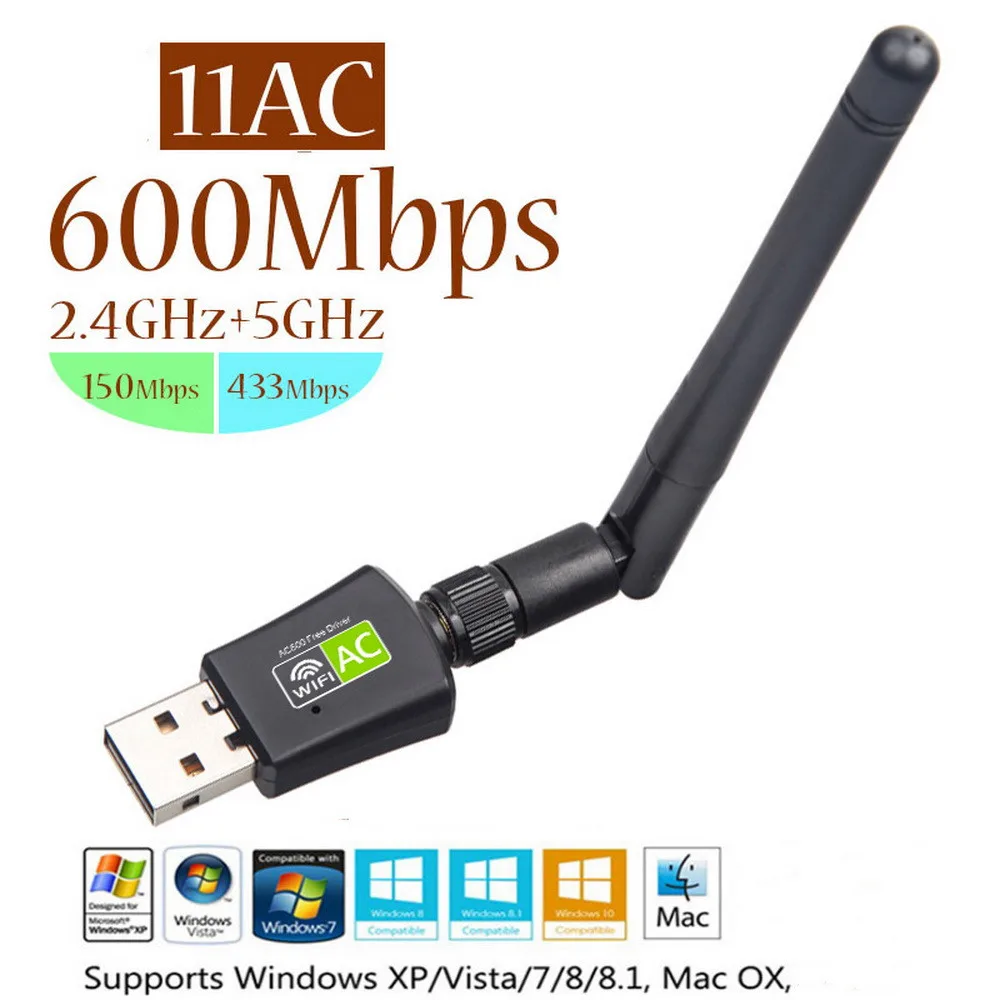 Kebidu мини 600 Мбит/с 5G 2 4 сетевые карты Wi Fi адаптер USB Dual Band ретранслятор LAN антенны