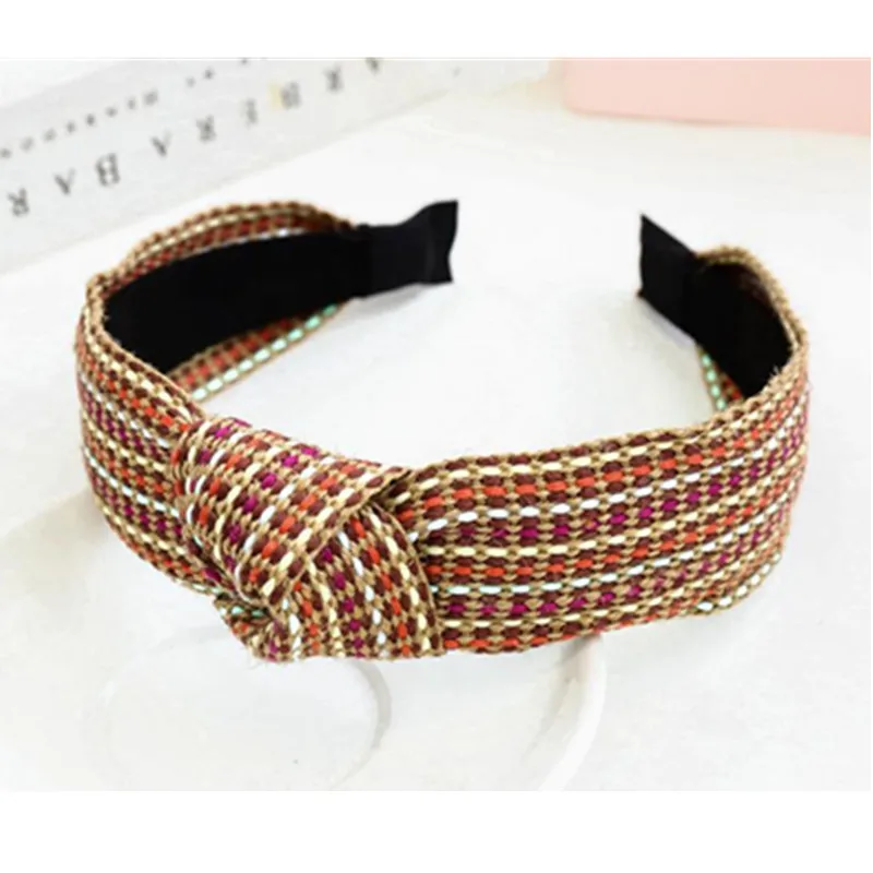 

Weaving Striped Ribbon Hairband for Women National Style Knot Headband Adults Outdoor Headdress Women Hair Ornament Head Band