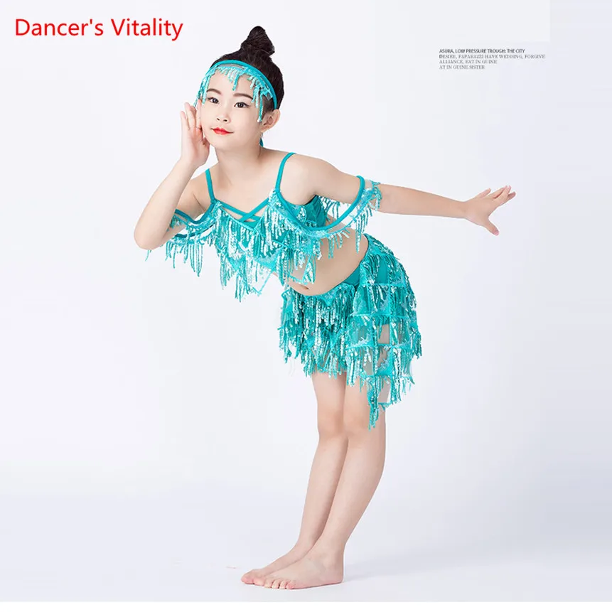 Новая детская одежда с блестками для танца живота профессиональная восточных
