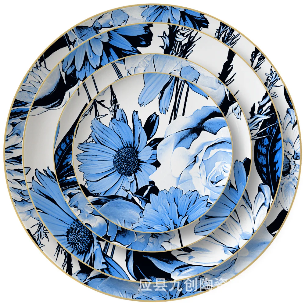 

Hand-painted bowls, cups and saucers set ceramic tableware for home cold dishes. bone china dinnerware sets