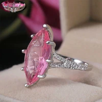 fashion creative womens super large horse eye pink crystal ring wedding ring size 6 10