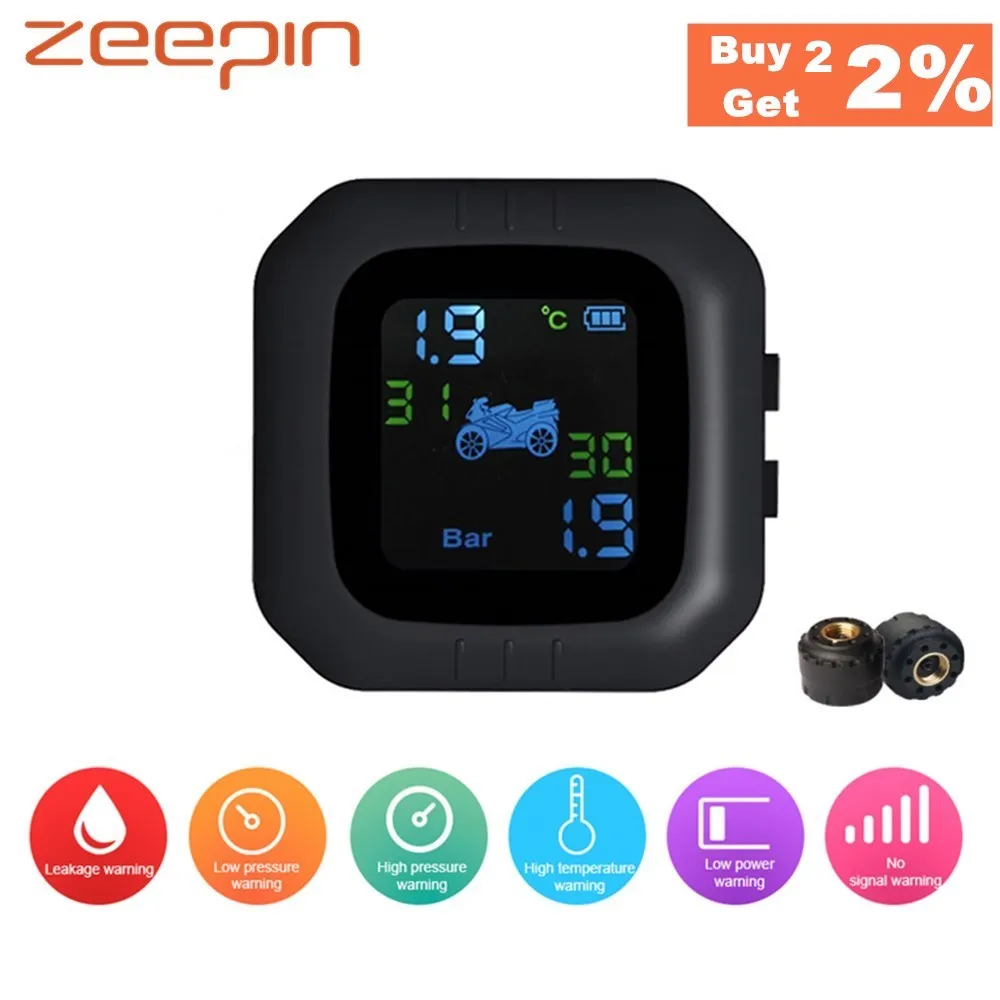 Zeepin Moto TPMS USB зарядка мотоцикл ЖК экран дисплей система мониторинга давления в