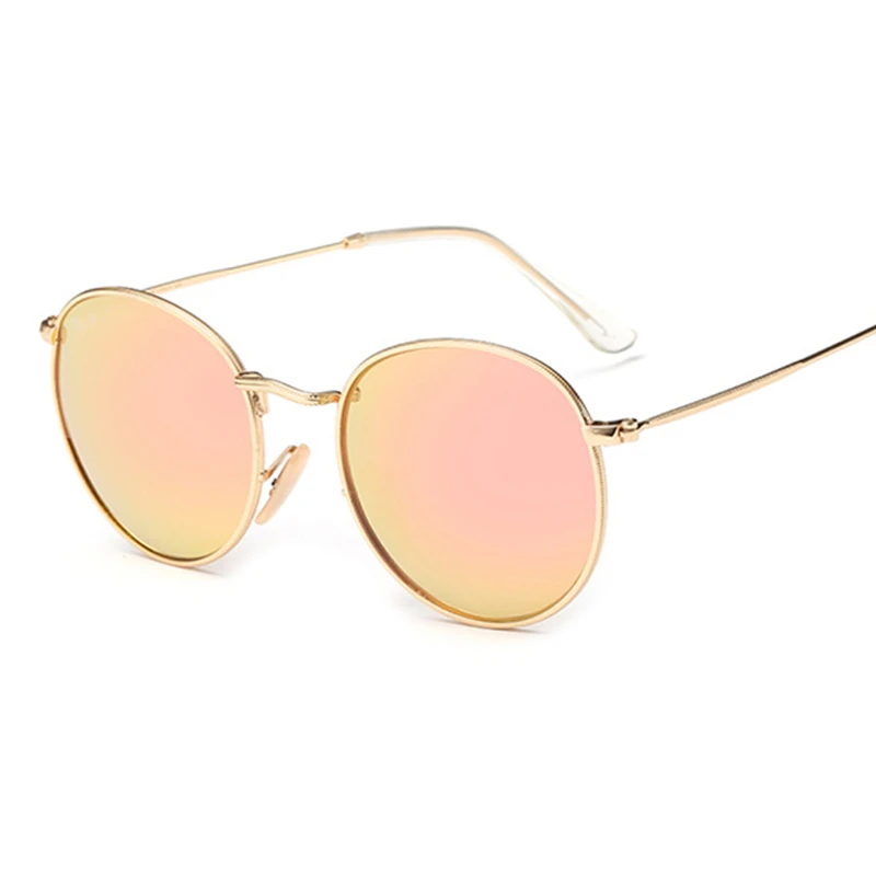 

Pink Classic Round Sunglasses Women Men Female Brand Metal Frames Mirror Lenses Sun Glasses for Women Male Retro