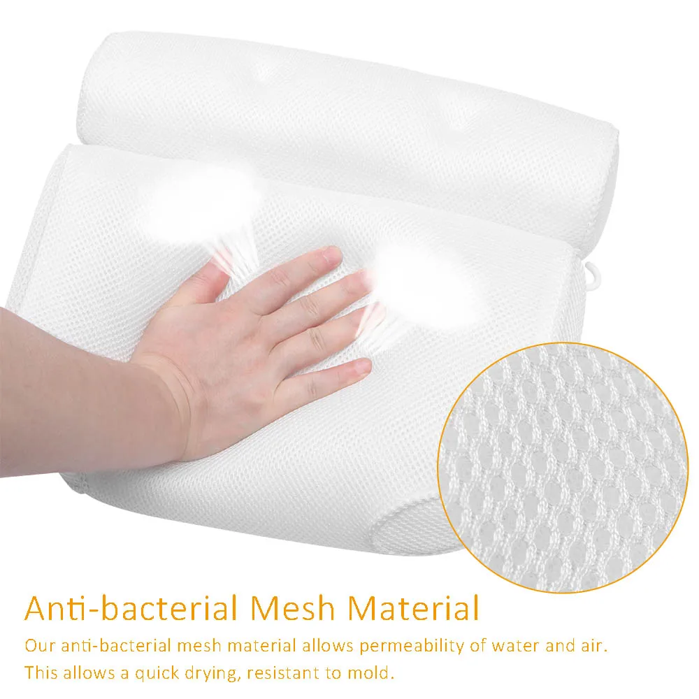

3D Mesh Spa Non-Slip Cushioned Bath Tub Spa Pillow Bathtub Head Rest Pillow With Suction Cups For Neck And Back Bathroom Supply