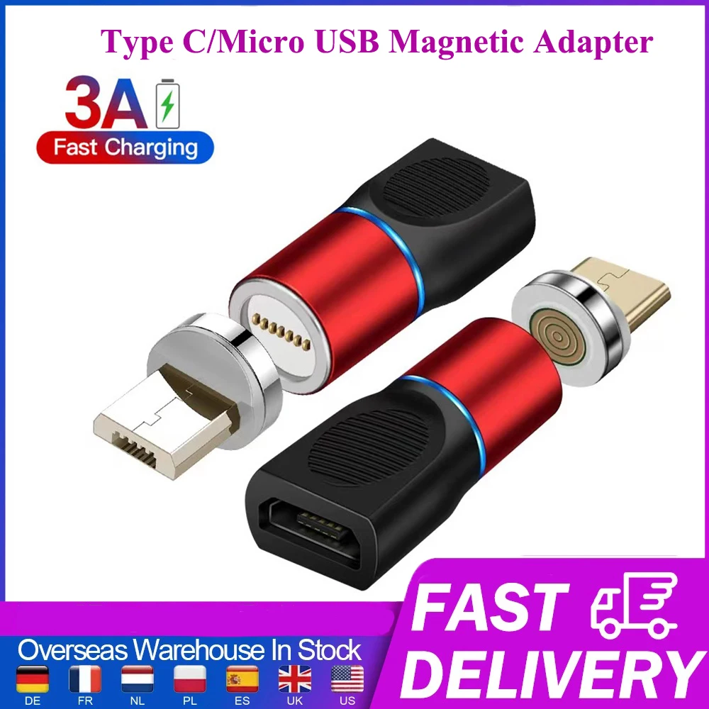 

New Type C/Micro USB Magnetic Adapter Data Transmit 3A Fast Charging Cable Plug Converter For Xiaomi For Samsung Smart Phone