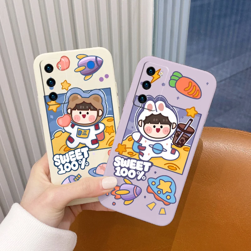 

Waterproof Girl Pattern Phone Case For Huawei P40 P40Lite P30 P20 Mate 40 40Pro 30 20 Pro Lite P Smart 2021 Y7a Silicone Cover
