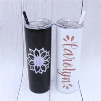20oz customized skinny tumbler personalized sunflower water bottle with straw feature your design advertising diy name logo