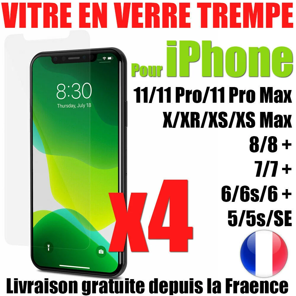 

For iPhone 11 12 Pro X XR XS Max 8 7 6 Vitre Verre Tremp Ecran Film Protection LOT4