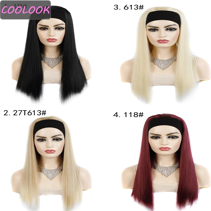 

613 Blonde Headband Wig Honey Blonde Straight Headwrap Wig African American Headscarf Wig Natural Synthetic Fibre Peruca Cosplay