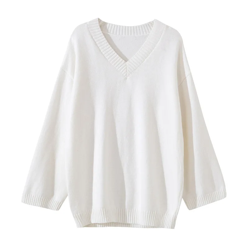 

Cashmere Oversize Sweater Women Clothing Solid Korean Top V Neck Loose Casual Pullovers Female Knitted Winter Sweater Women 2020