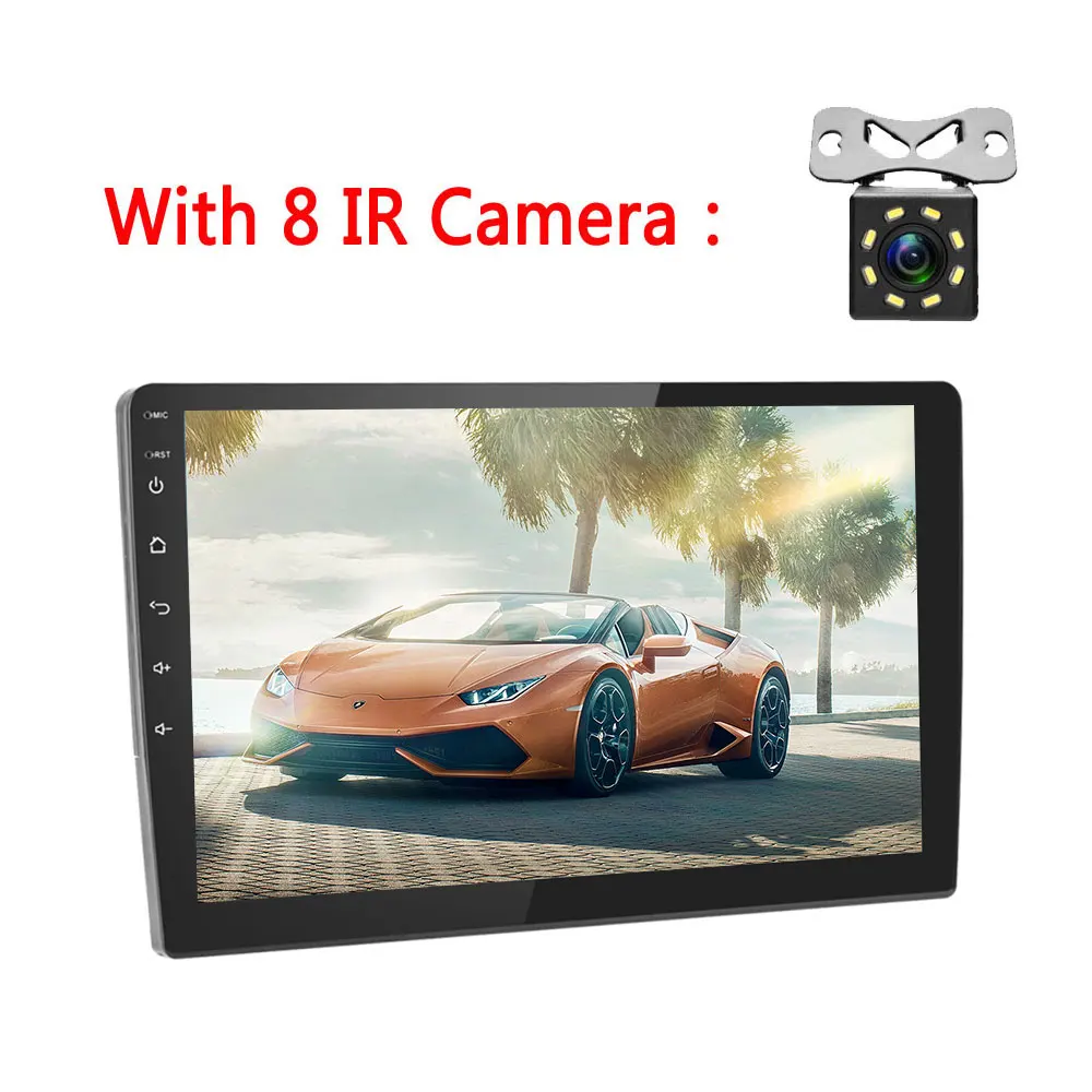 With 8 IR Camera AMPrime 2din автомобильный радиоприемник 10," мультимедиа для Android плеера gps Вай-Фай Авторадио Bluetooth Mirrorlink магнитофон заднего вида стерео - Цвет: With 8 IR Camera
