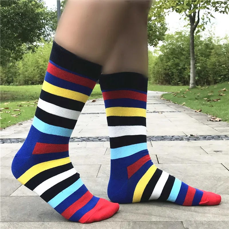 Новинка 2018 мужские классические носки MYORED с яркими полосками повседневные