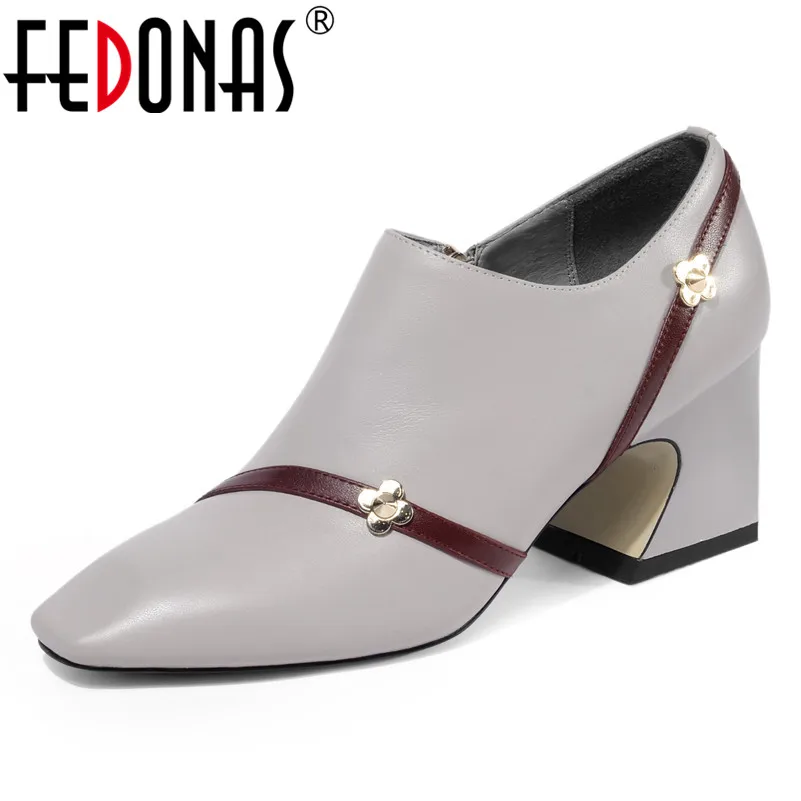 

FEDONAS Fashion Genuine Leather Women Pumps High Heels Casual Party Shoes Woman 2021 Spring Autumn Solid Female Working Shoes