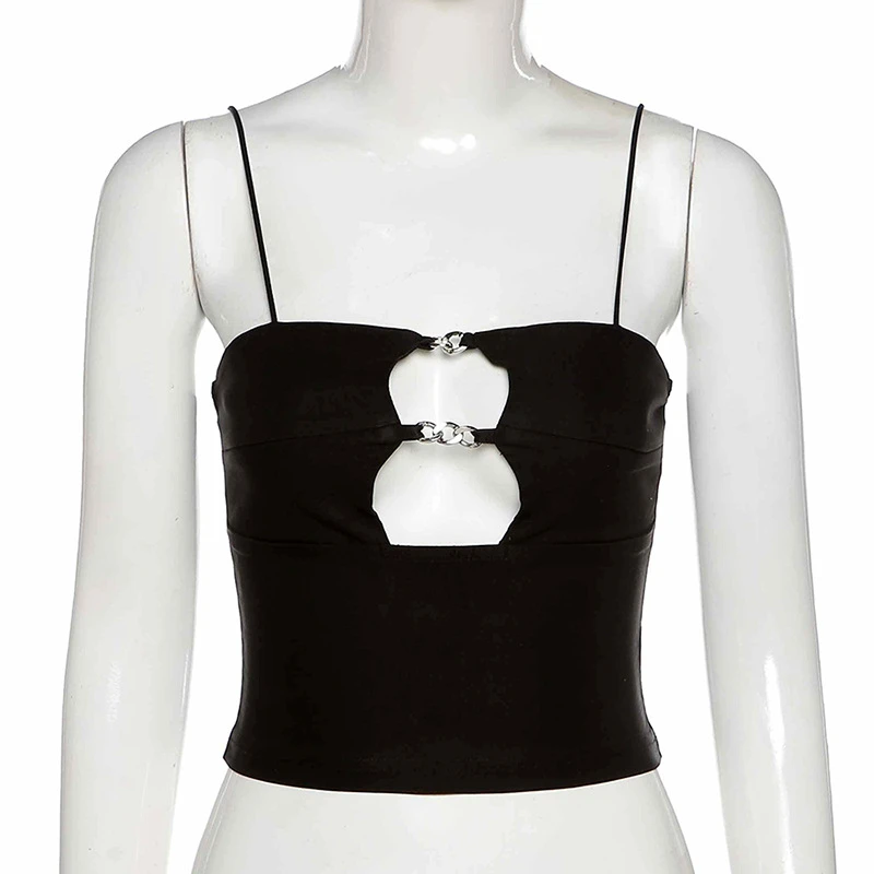 

tank top halter top vetement femme 2021 Summer new women's solid color sexy self-cultivation navel fashion hollow camisole y2k
