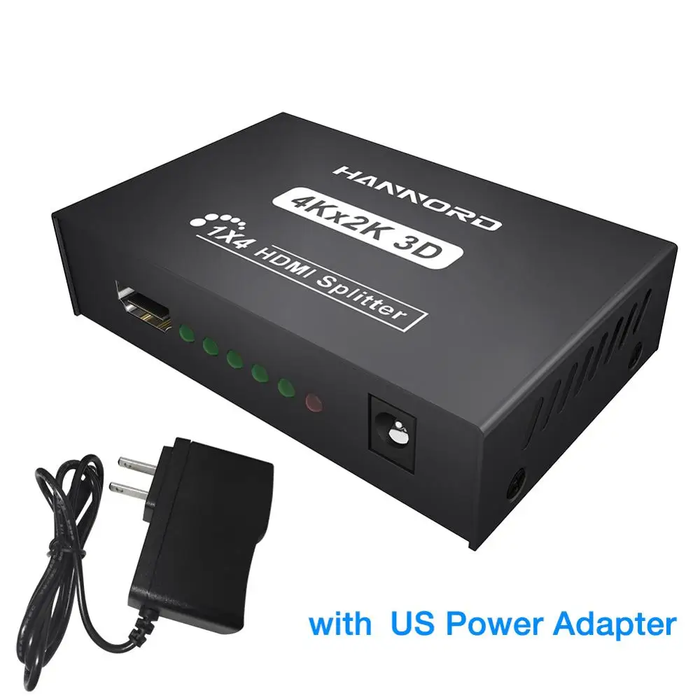 Hannord HDMI разветвитель 4K Full Ultra HD 1080P видео HDMI коммутатор 1x4 адаптер HDMI коммутатор для HD tv DVD PS3 Xbox tv коробка - Цвет: US Power Adapter