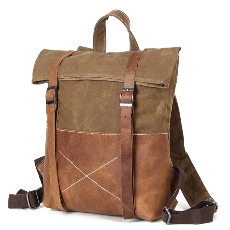 Холщовый Рюкзак винтажный водонепроницаемый дорожный рюкзак кожаная