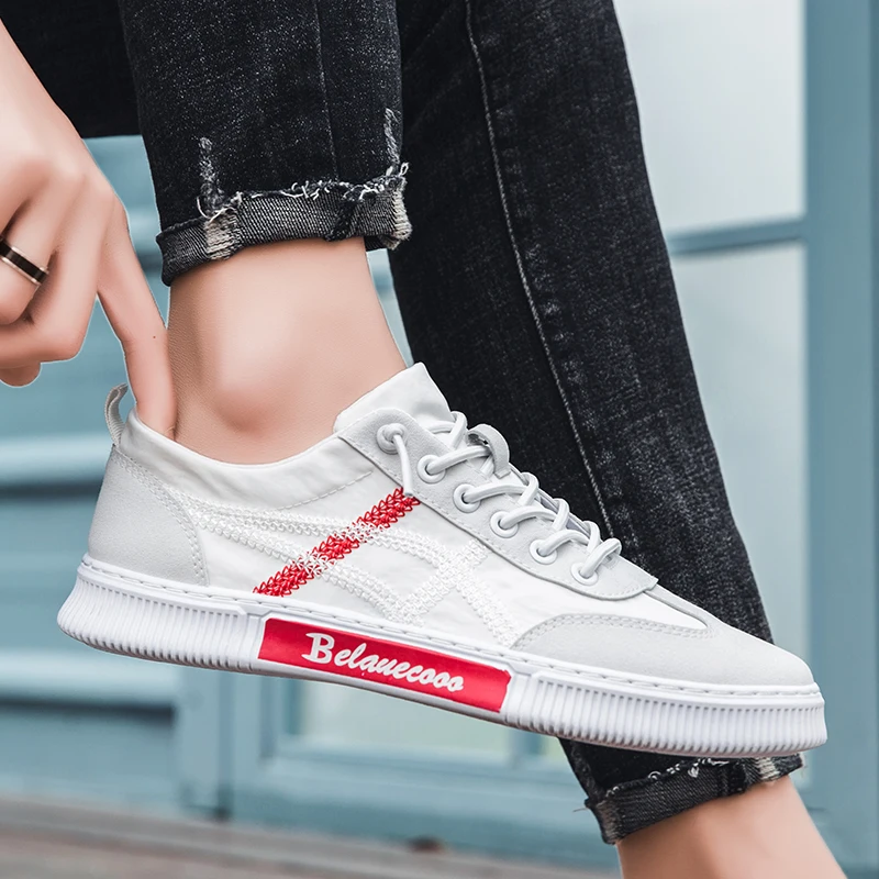 

Hot Sale Casual Men Shoe Apricot White Men Walking Footwear Oxford Fabric Man Breathable Flat Sneakers Rubber Youth Casual Shoes
