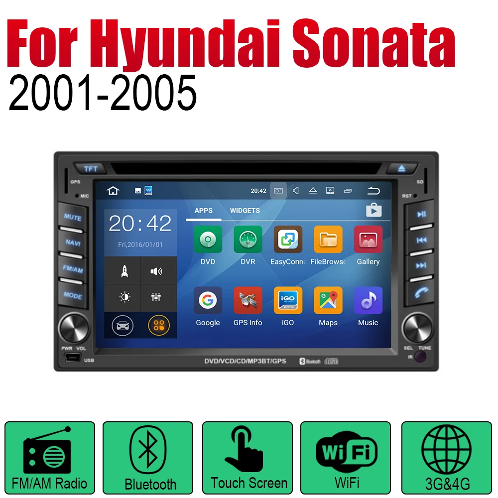 Автомагнитола ZaiXi с DVD плеером Android 2 Din для Hyundai Sonata V6 Gold 2001 ~ 2005 GPS навигация