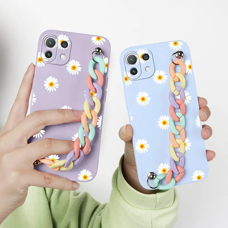 Чехол с ремешком на запястье и цепочкой для Xiaomi Mi 11 Lite 5G NE 6 55 &quot мягкий