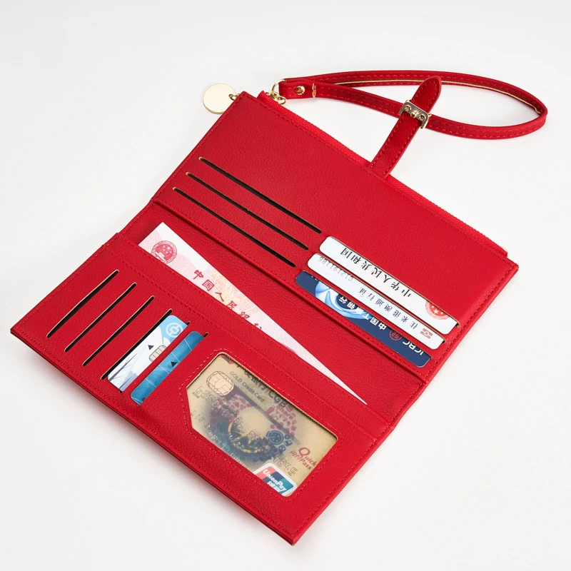 Женский Длинный кошелек с ремешком на запястье Дамский клатч несколькими