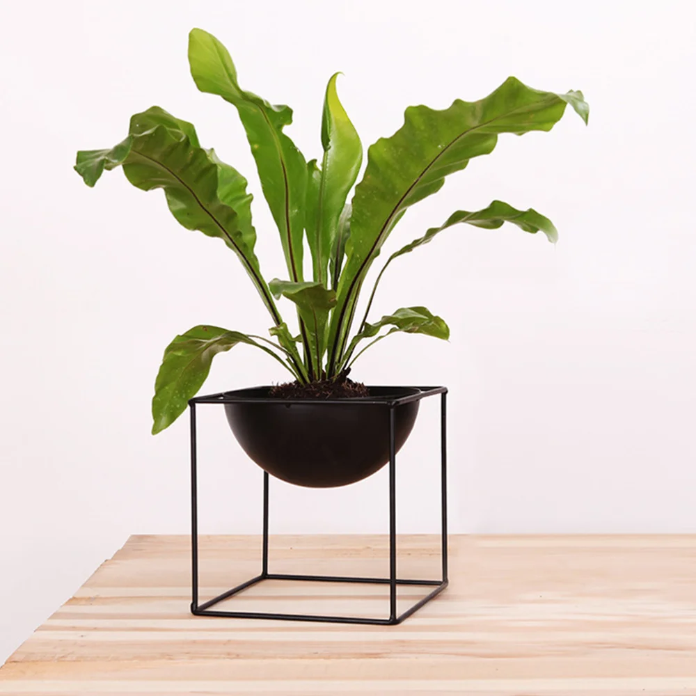 

2pcs Iron Flowerpot Creative Succulent Pot Home Flowerpot Adornment With Stand