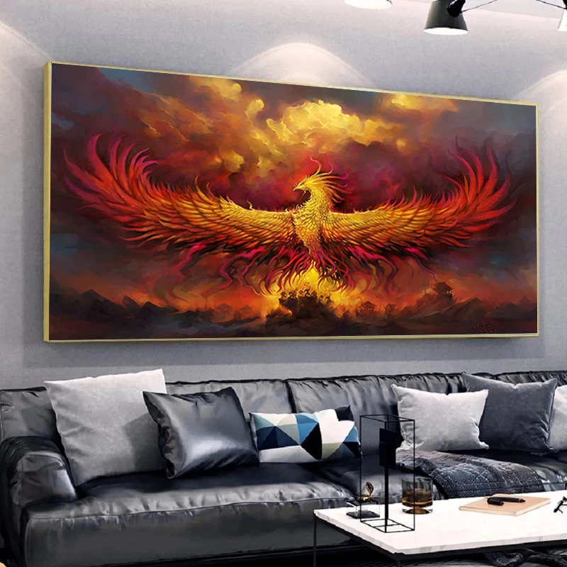 

Современная Художественная Картина на холсте с китайским драконом и Фениксом, плакаты и принты, настенные художественные картины, украшени...