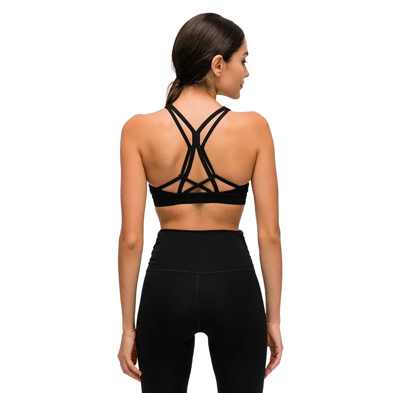 

New beautiful back ladies sports underwear women shockproof gathered fitness vest without steel ring yoga bra bra