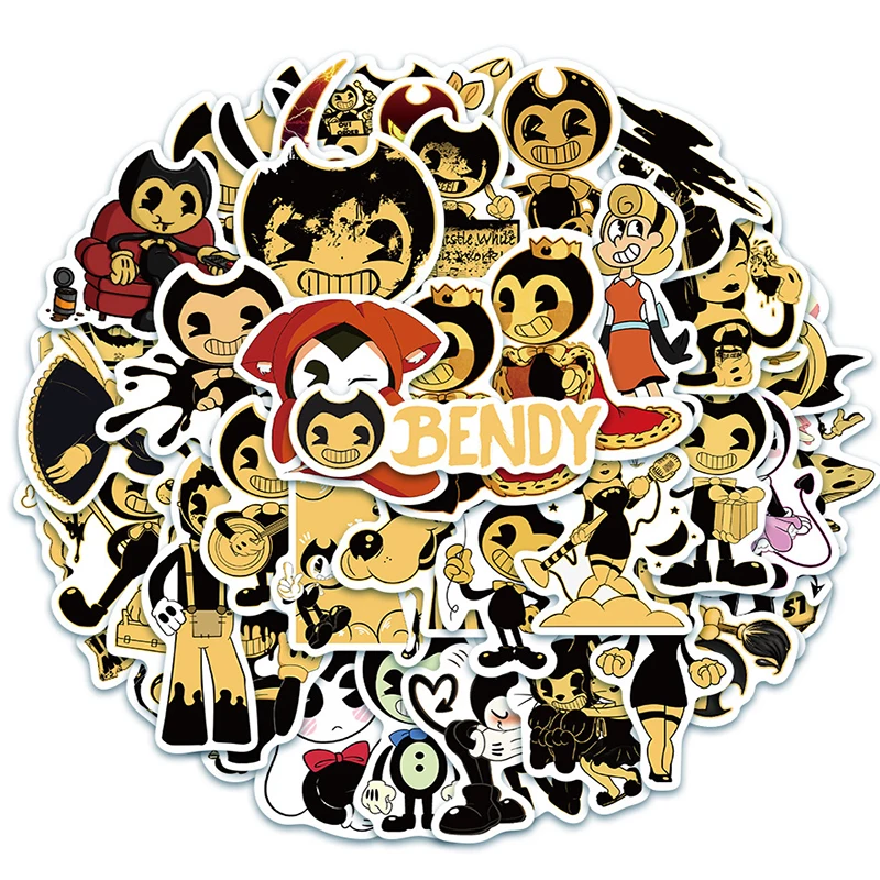 

10/50PCS pack Cartoon Anime Bendy Ink Machine Game Stickers Skateboard Fridge Guitar Laptop Luggage Toy Sticker