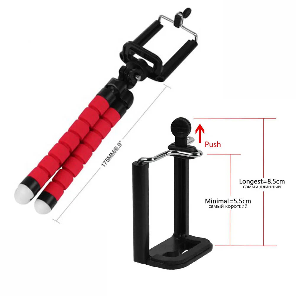 New Flexible Sponge Octopus Tripod For iPhone Xiaomi Huawei Selfie  Ring Light Tripod With Clip Holder Remote Shutter for Gopro