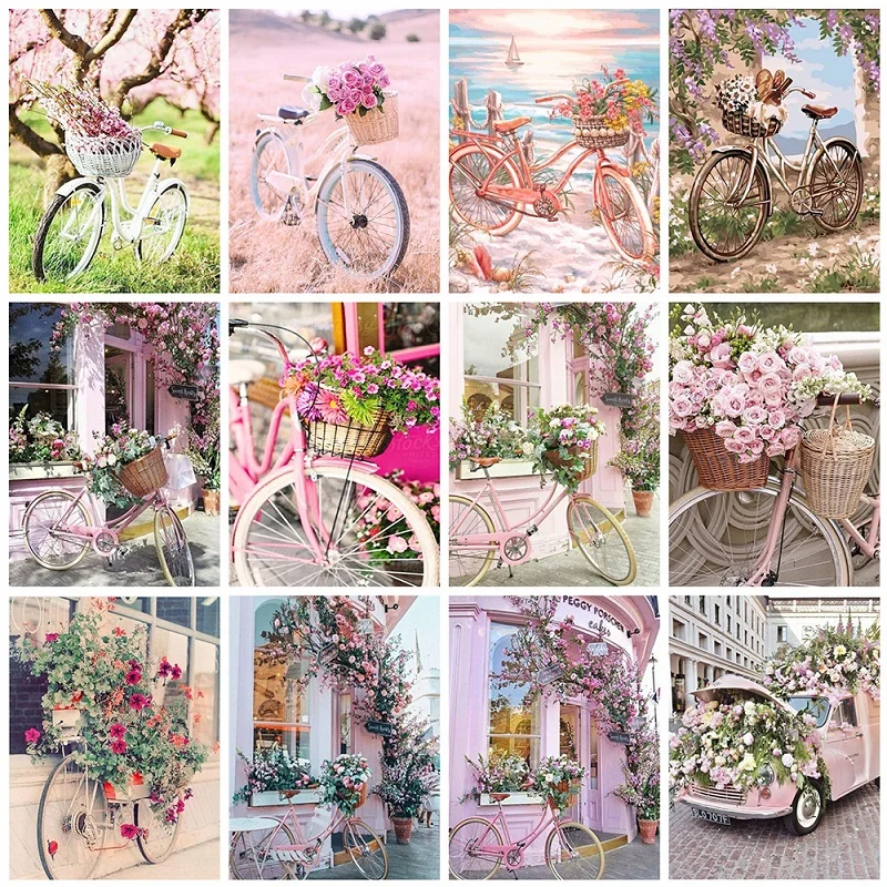 

LUOVIZEM DIY 5D Diamond Painting Romance Bike Scenery Full Square/Round Drill Mosaic Embroidery Cross Stitch Home Decor Picture