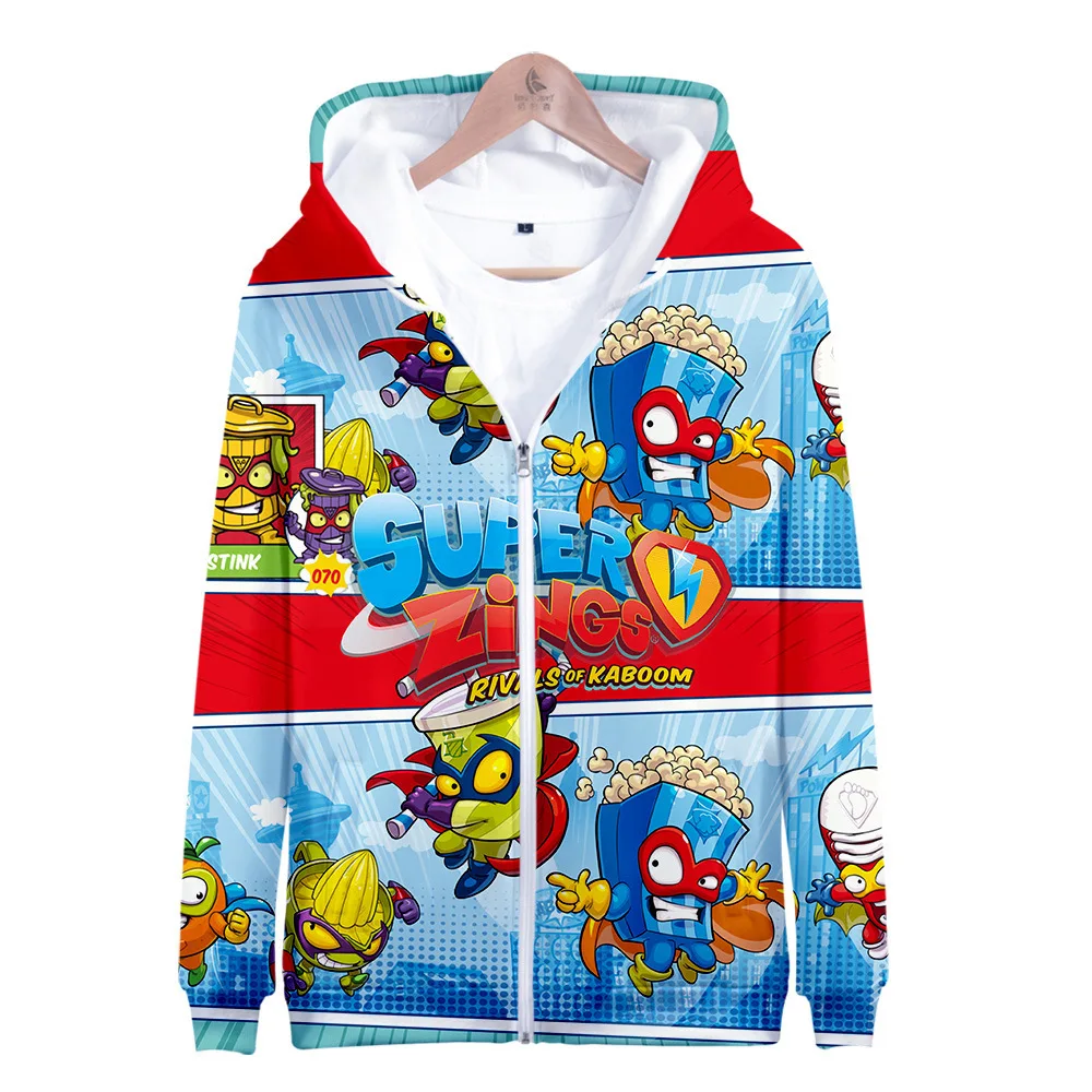 

New Super Zings 3D Clothing Boys Girls Funny Zipper Hoodies Cool Cartoon Men/women Superzings Pullover Coat Children Clothes