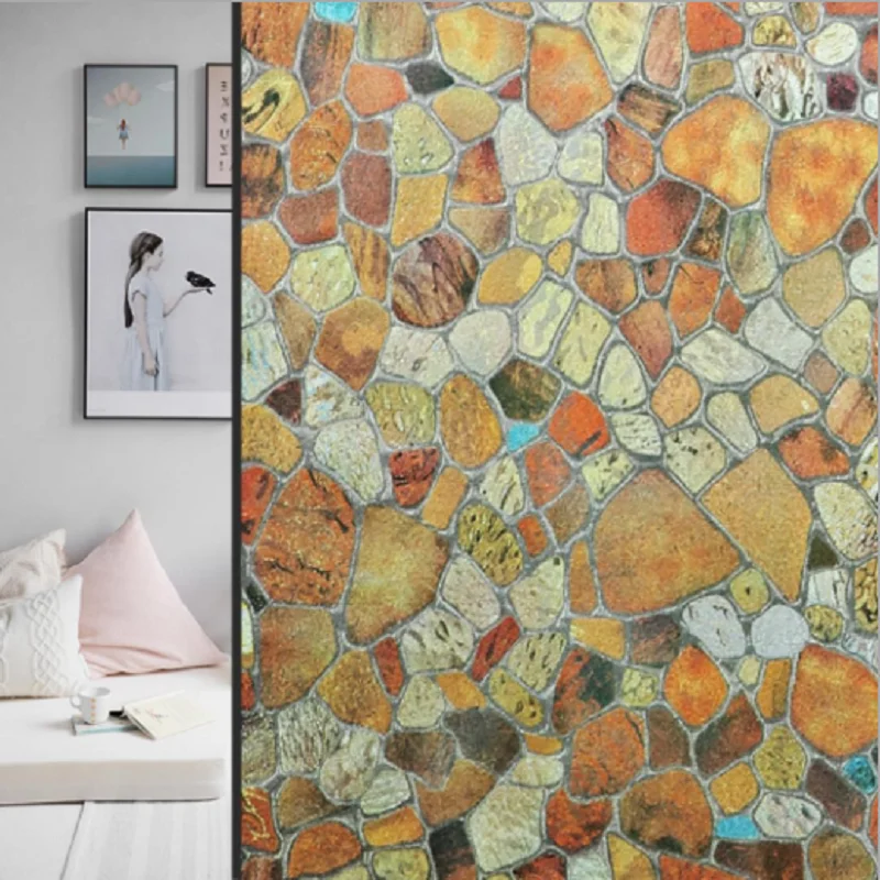 Витражный камень наклейка на окно Электростатическая термостойкая защита