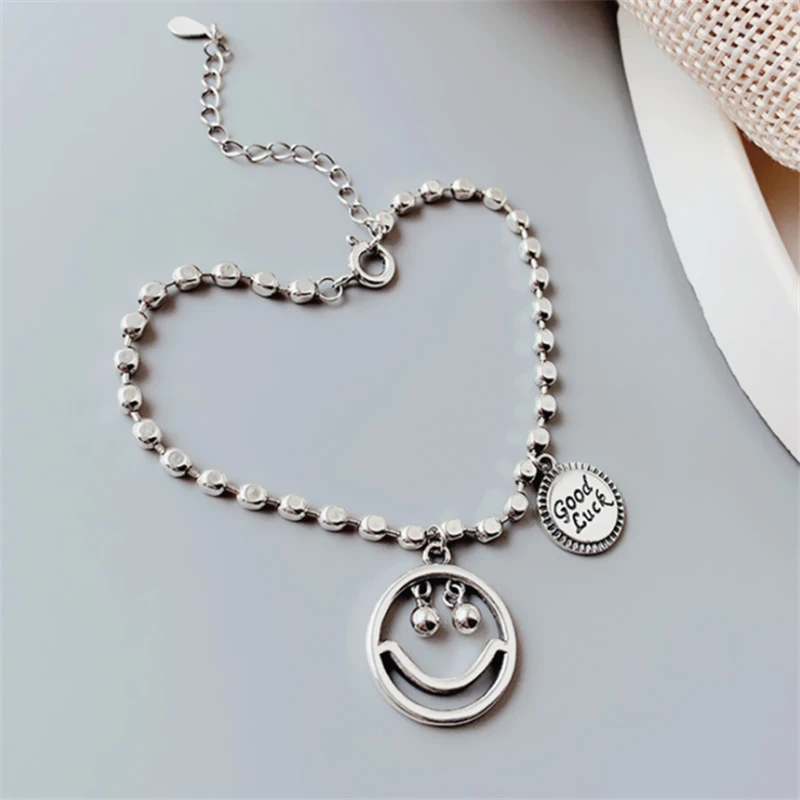 Новое поступление 2020: браслеты со смайликом и бусинами для девочек с надписью Lucky