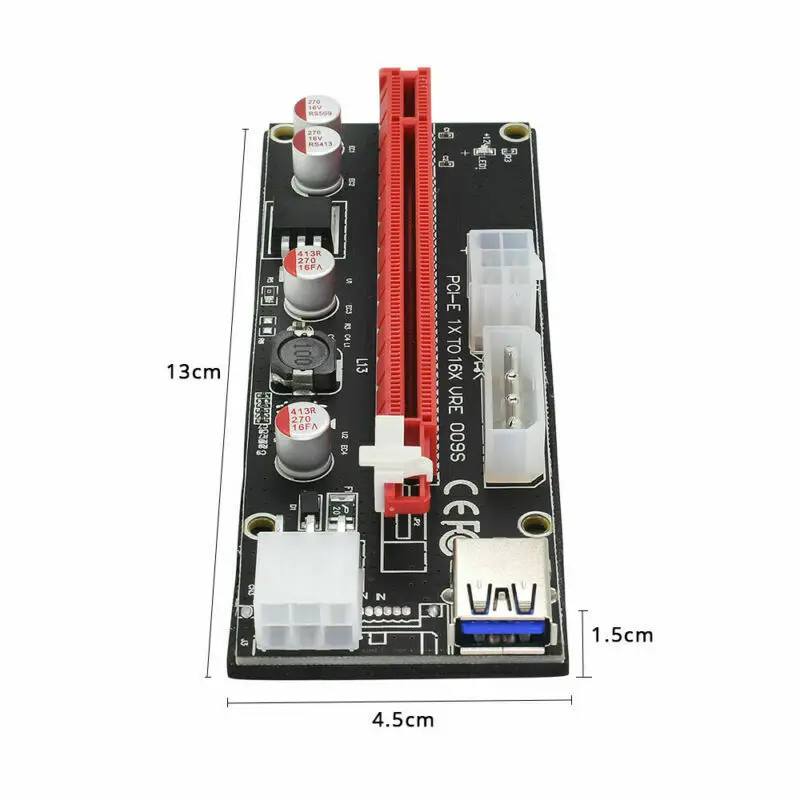 Ver009S Pci Express Riser Card M2 1X 16X Dual 6Pin 4Pin Power Pci-E Exte кабель |